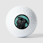 Cute Black Pug Face Charm | Unique Custom Dog Love Golfball (Vorderseite)