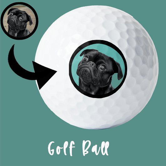 Cute Black Pug Face Charm | Unique Custom Dog Love Golfball