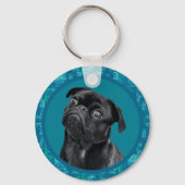 Cute Black Pug Face Charm | Unique Custom Dog Love Schlüsselanhänger (Vorderseite)
