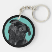 Cute Black Pug Face Charm | Unique Custom Dog Love Schlüsselanhänger (Rückseite)