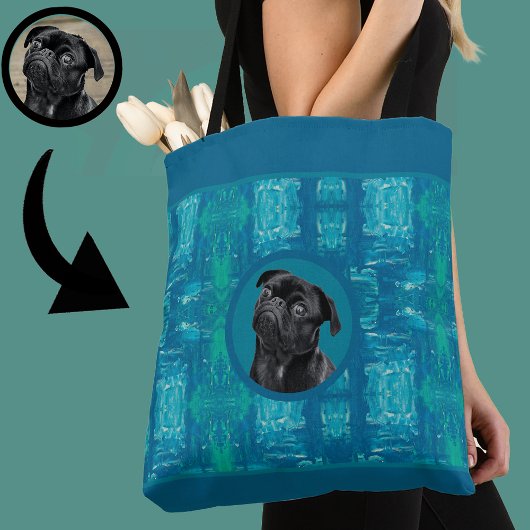Cute Black Pug Face Charm | Unique Custom Dog Love Tasche