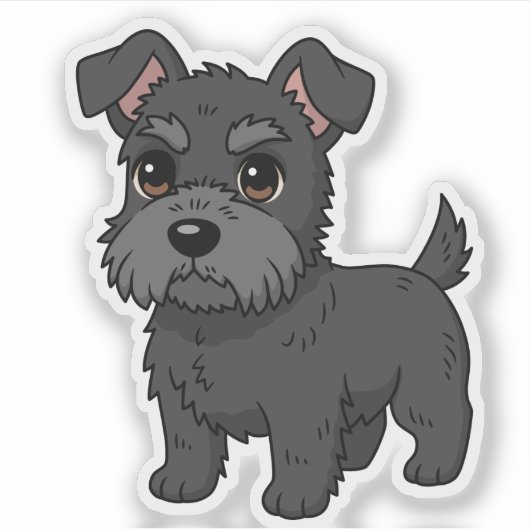Cute Black Scottish Terrier Dog Aufkleber (Vorderseite)