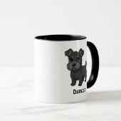 Cute Black Scottish Terrier Dog Custom Name Tasse (VorderseiteRechts)
