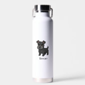 Cute Black Scottish Terrier Dog Custom Name Trinkflasche (Vorne)