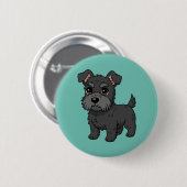 Cute Black Scottish Terrier Dog Green Button (Vorne & Hinten)