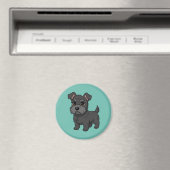 Cute Black Scottish Terrier Dog Green Magnet (In Situ (Geschirrspüler))