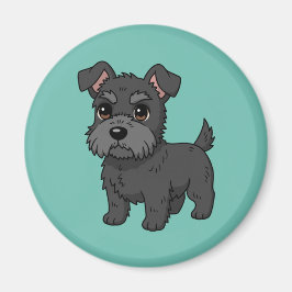 Cute Black Scottish Terrier Dog Green Magnet