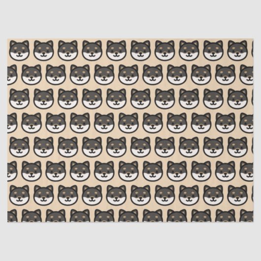 Cute black Shiba Inu Dog Face Seidenpapier (Vorderseite)