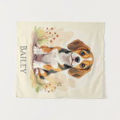 Cute Black Tan & White Tricolor Beagle Puppy Wandteppich (Vorderseite (Horizontal))