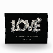 Cute Black White and Grey Shades Floral LOVE Word Fotoblock (Vorderseite)