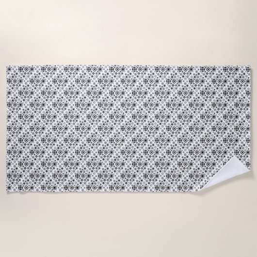 Cute black white arabesque decorative pattern strandtuch (Vorderseite)