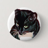 Cute Black White Cat Cartoon Button (Vorderseite)