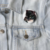 Cute Black White Cat Cartoon Button (Beispiel)