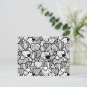 Cute black white hearts patterns postkarte (Stehend Vorderseite)