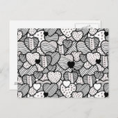 Cute black white hearts patterns postkarte (Vorne/Hinten)