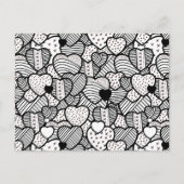Cute black white hearts patterns postkarte (Vorderseite)