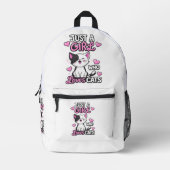 Cute Black & White Kitten & Pink Hearts Bedruckter Rucksack (Vorderseite)