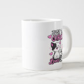 Cute Black & White Kitten & Pink Hearts Jumbo-Tasse (Vorderseite Rechts)