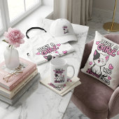 Cute Black & White Kitten & Pink Hearts Jumbo-Tasse