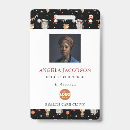 Cute Black White Pediatric Registered Nurse Logo Ausweis