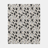 Cute black white penguin pattern grey background fleecedecke (Vorderseite)