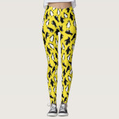 Cute black white penguin pattern yellow background leggings (Vorderseite)