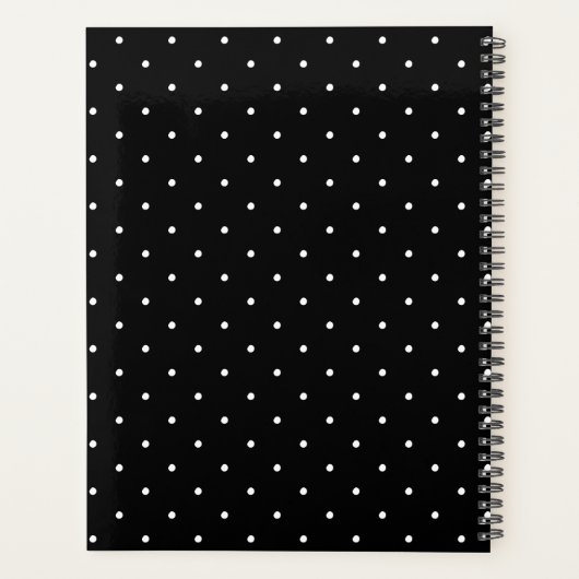 Cute black white polka dot pattern elegant stylish planer (Rückseite)