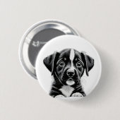 Cute Black & White Puppy – Adorable Dog Button (Vorne & Hinten)
