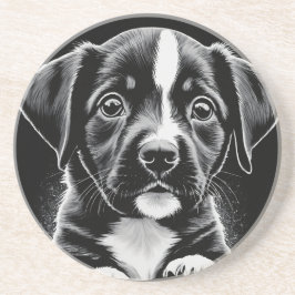 Cute Black & White Puppy – Dog Lover Coasters Getränkeuntersetzer