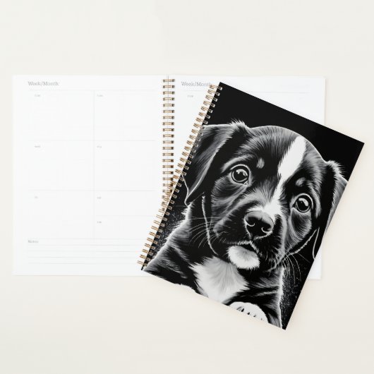 Cute Black & White Puppy – Dog Lover Planner Planer (Anzeige)