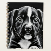 Cute Black & White Puppy – Dog Lover Planner Planer (Vorderseite)