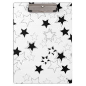 Cute Black & White Stars Clipboard Klemmbrett (Vorderseite)