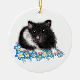 Cute Black White Syrian Hamster Ohrfeigen Keramik Ornament