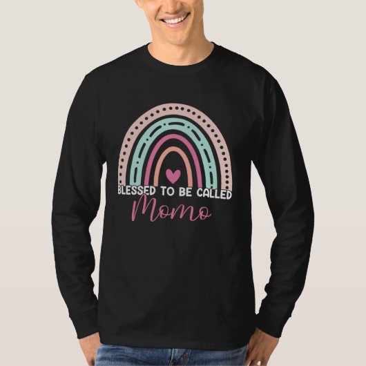 Cute Blessed To Be Called Momo Rainbow Mom Grandma T-Shirt (Vorderseite)