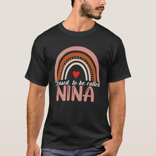 Cute Blessed To Be Called Nina Rainbow Women Mothe T-Shirt (Vorderseite)