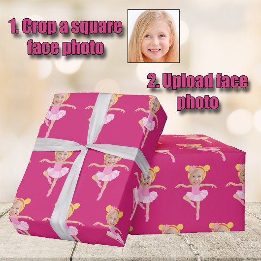 Cute Blonde Ballerina Girl Custom Kids Photo Geschenkpapier