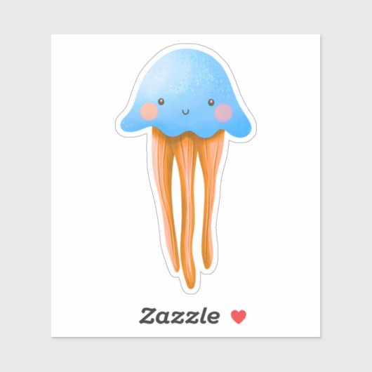 Cute Blue and Orange Jellyfish Aufkleber (Blatt)
