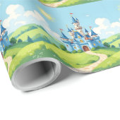 Cute blue and white castle geschenkpapier (Rolleneckpunkt)