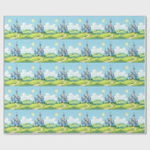 Cute blue and white castle geschenkpapier (Flach)