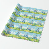 Cute blue and white castle geschenkpapier (Ungerollt)
