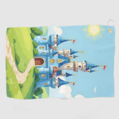 Cute blue and white castle golfhandtuch (Horizontal)