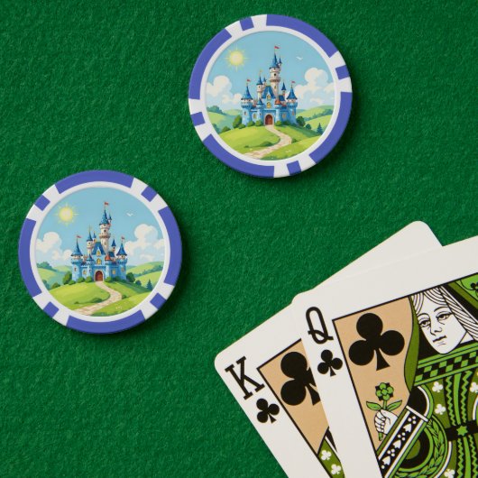 Cute blue and white castle pokerchips (Pokertisch (doppelt))