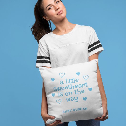 Cute Blue Baby Boy Shower Kissen