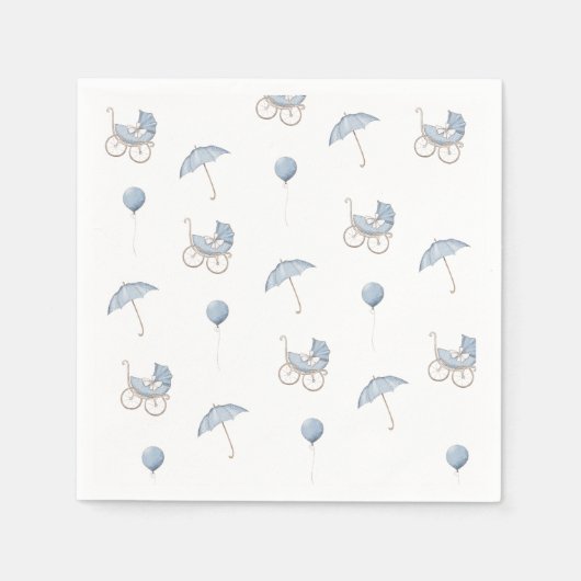 Cute Blue Baby Buggy Baby Shower Serviette (Vorderseite)