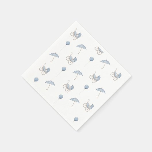 Cute Blue Baby Buggy Baby Shower Serviette (Ecke)