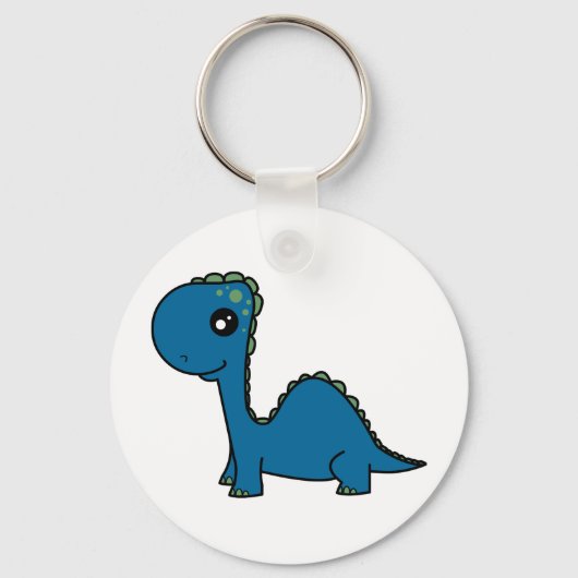 Cute Blue Baby Dinosaur Schlüsselanhänger (Vorderseite)