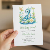 Cute Blue Baby Dragon “Hatching Soon” Baby Shower  Einladung