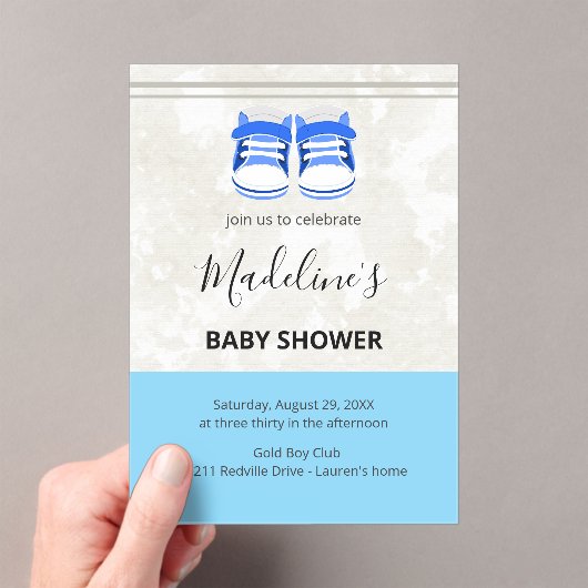 Cute Blue Baby Shower Invitation – Customizable  Acryleinladungen (Insitu (Handheld))