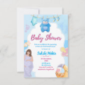Cute Blue Baby Shower Invitation Dankeskarte (Vorderseite)