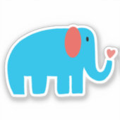 Cute blue big cartoon elephant with heart aufkleber (Vorderseite)